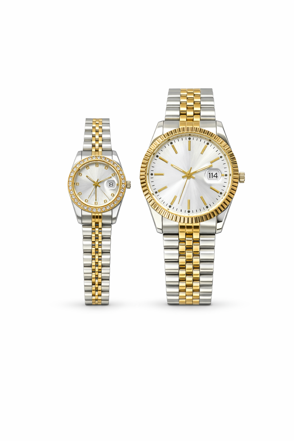 Steel Classic Çift Saat Seti (Kadın + Erkek) – Siyah Kadran