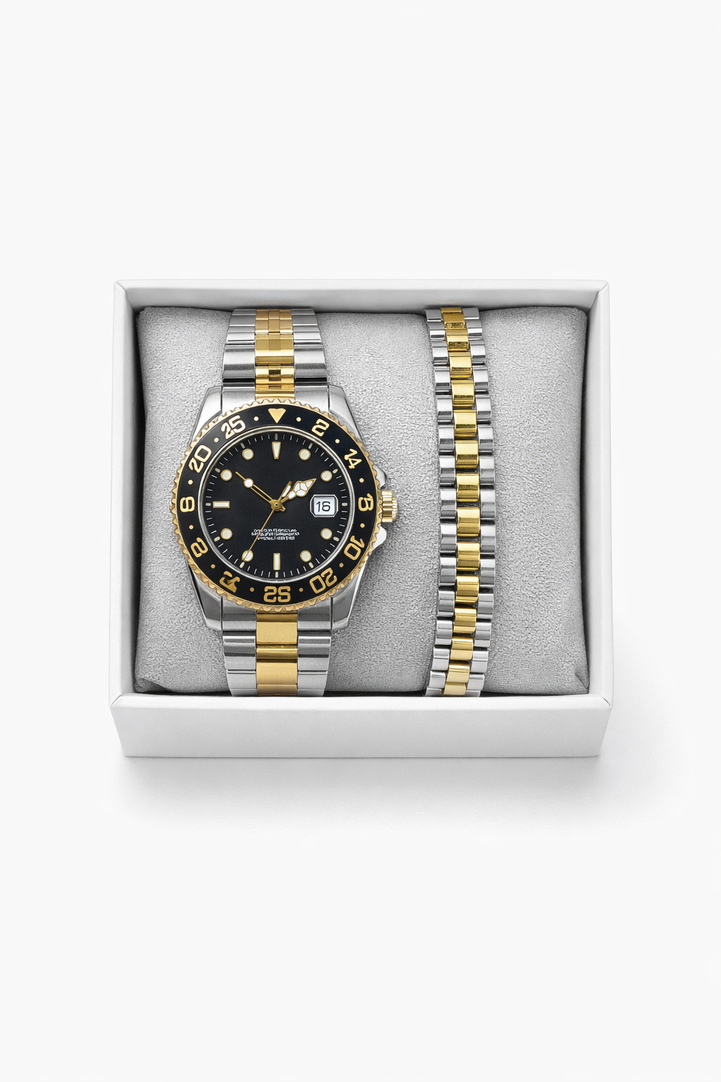 Çelik Saat Seti – Gold Black