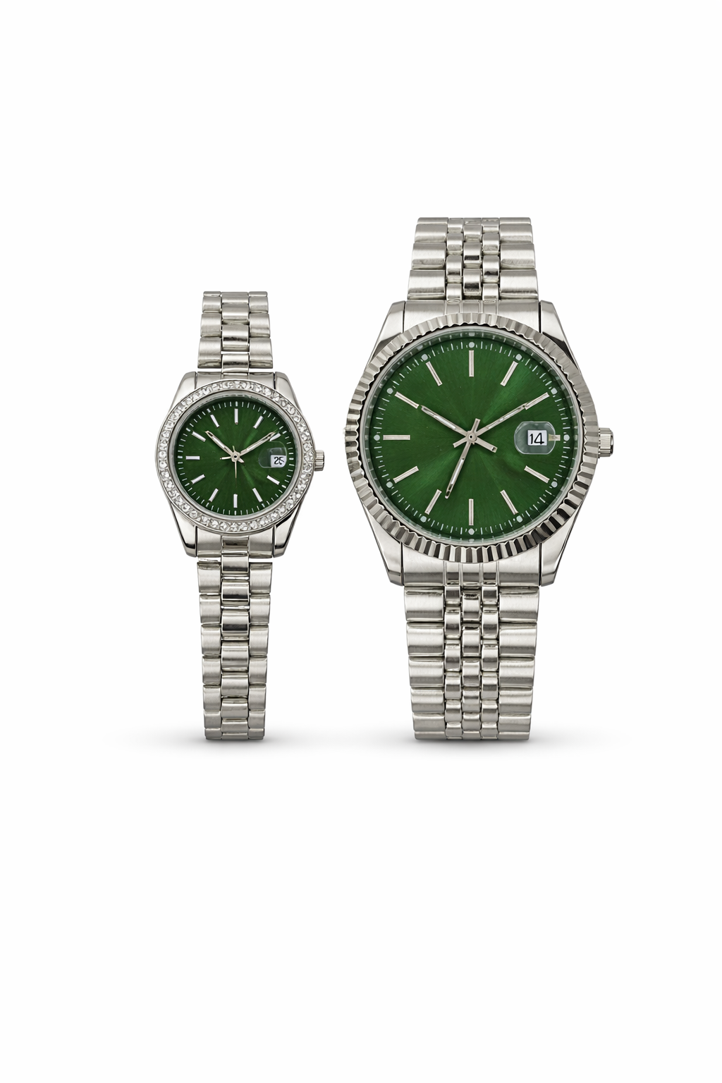 Steel Classic Çift Saat Seti (Kadın + Erkek) – Siyah Kadran